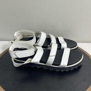 Sorel Kinetic Sandals Womens Size 9 White Black Strappy Platform Chunky Shoes 40